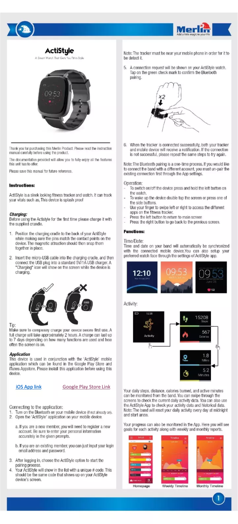 Image de la première page du manuel de l'appareil ActiStyle