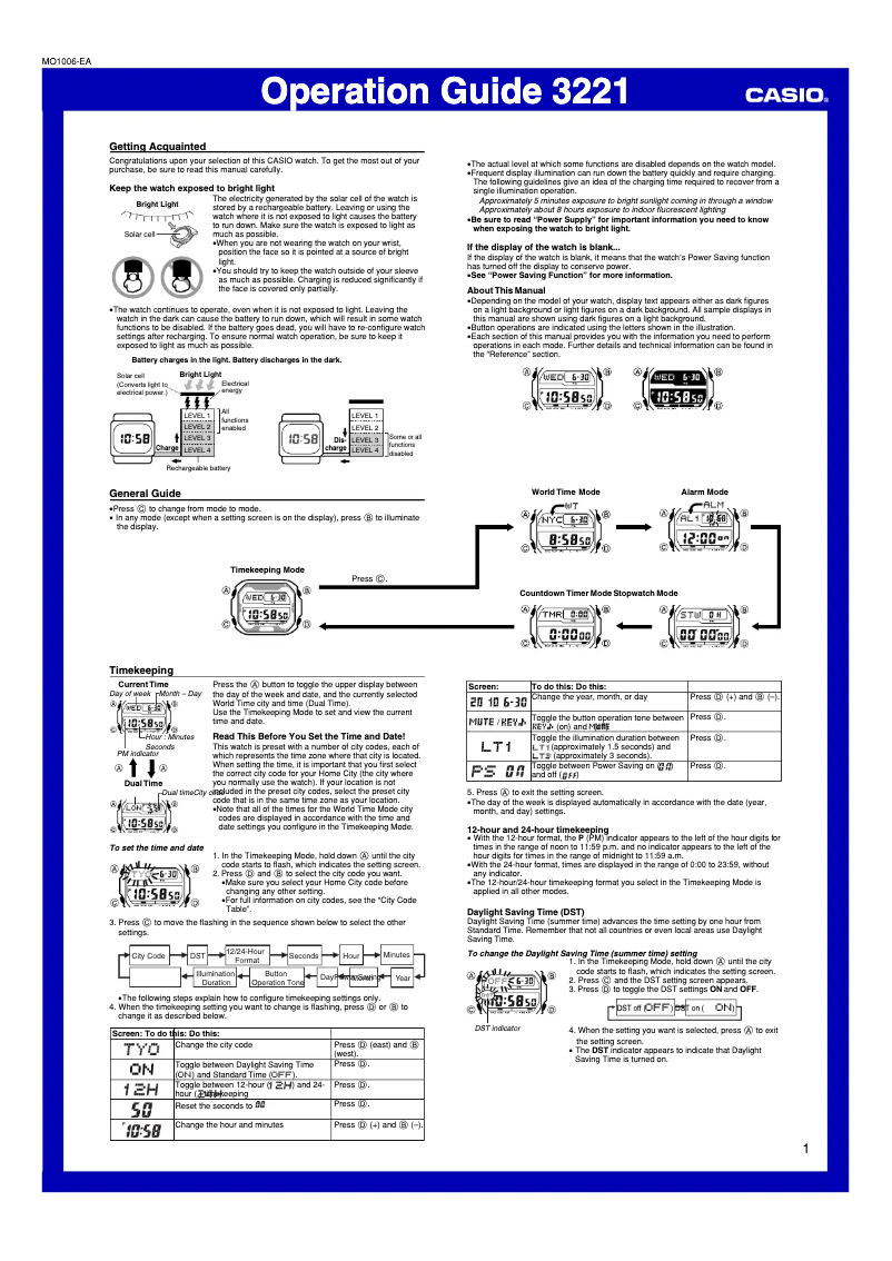 Page 1 de la notice Manuel utilisateur Casio G-Shock GX-56BB-1ER