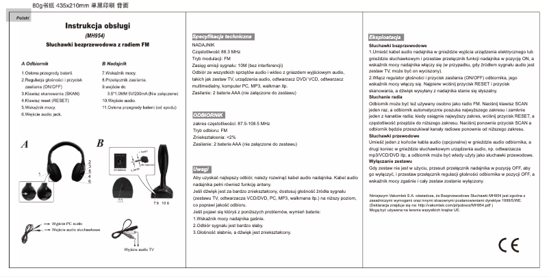 Page n°1 - Manuel utilisateur Vakoss MH954
