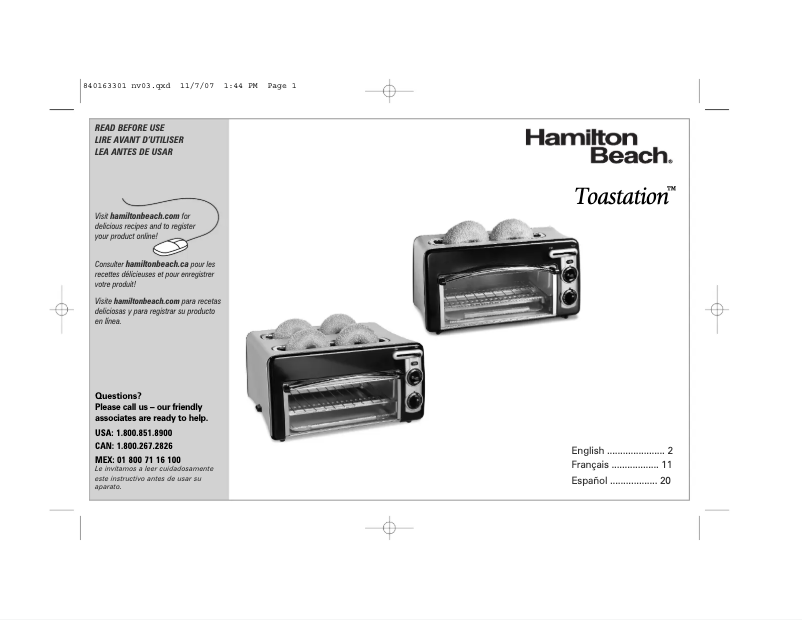 Image de la première page du manuel de l'appareil Toastation 22703H