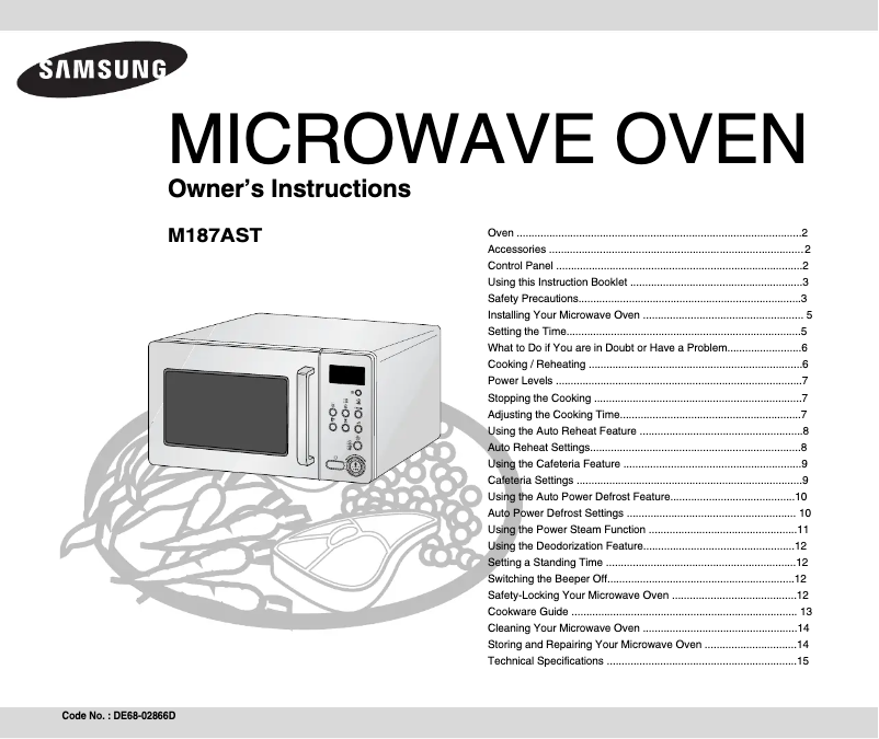 Page 1 de la notice Manuel utilisateur Samsung M187AST
