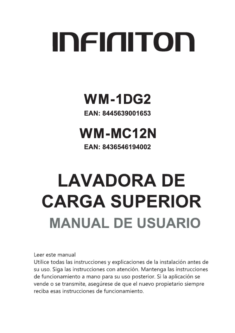 Page 1 de la notice Manuel utilisateur Infiniton WM-MC12N