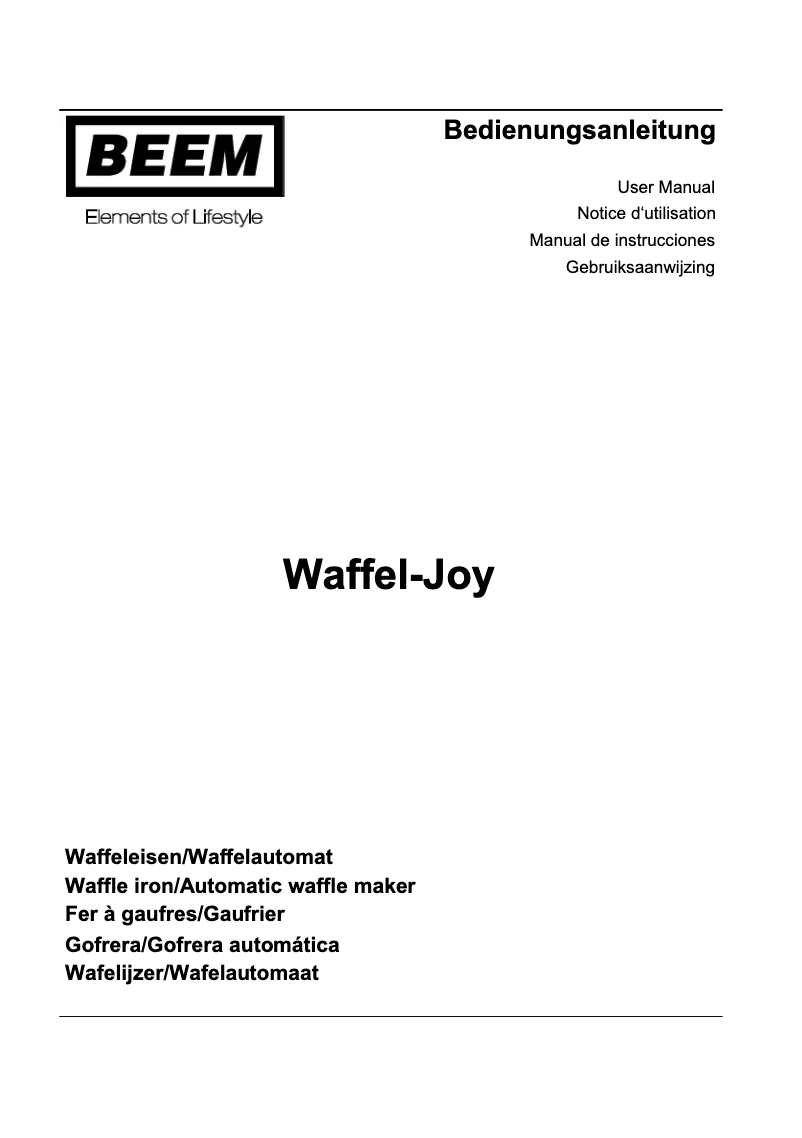 Page n°1 - Manuel utilisateur BEEM Waffel-Joy DUO