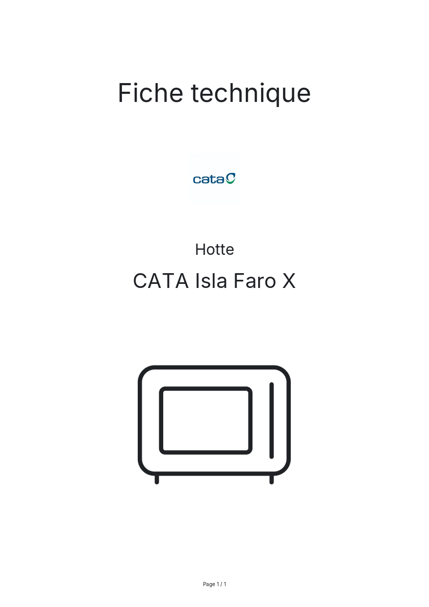 Page n°1 - Fiche technique CATA Isla Faro X