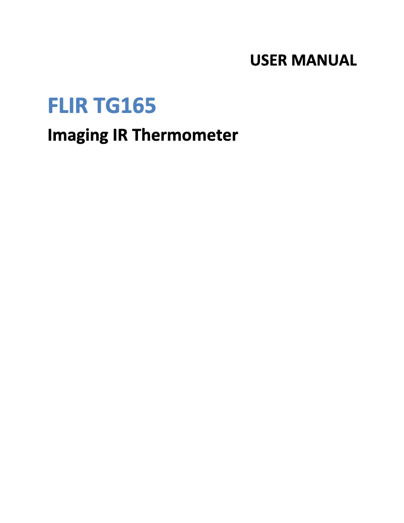 Image de la première page du manuel de l'appareil TG165