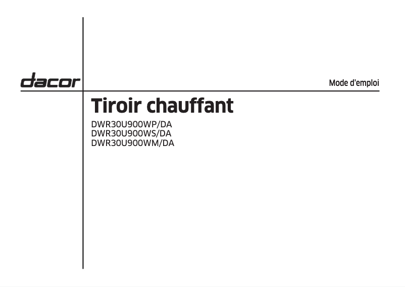 Page 1 de la notice Manuel utilisateur Samsung DWR30U900WS
