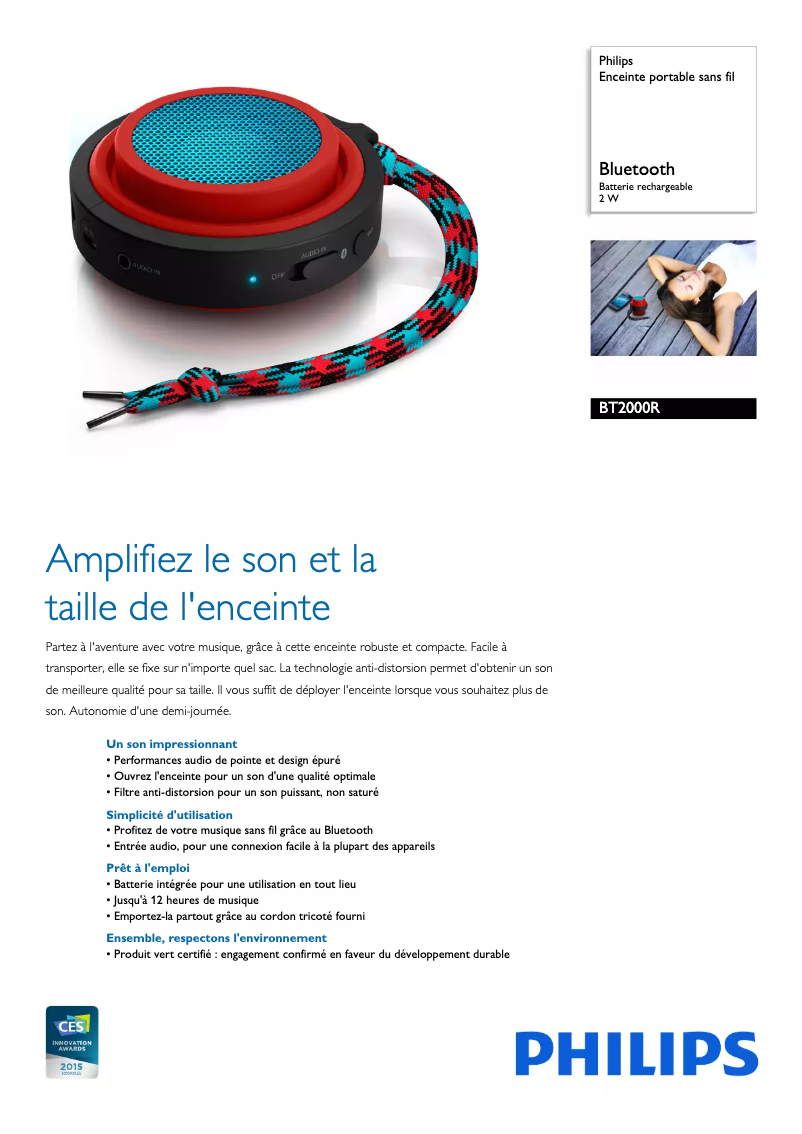 Page n°1 - Fiche technique Philips BT2000R