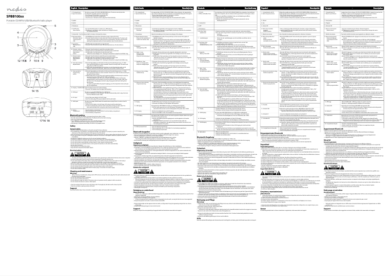 Page 1 de la notice Manuel utilisateur Nedis SPBB100BK