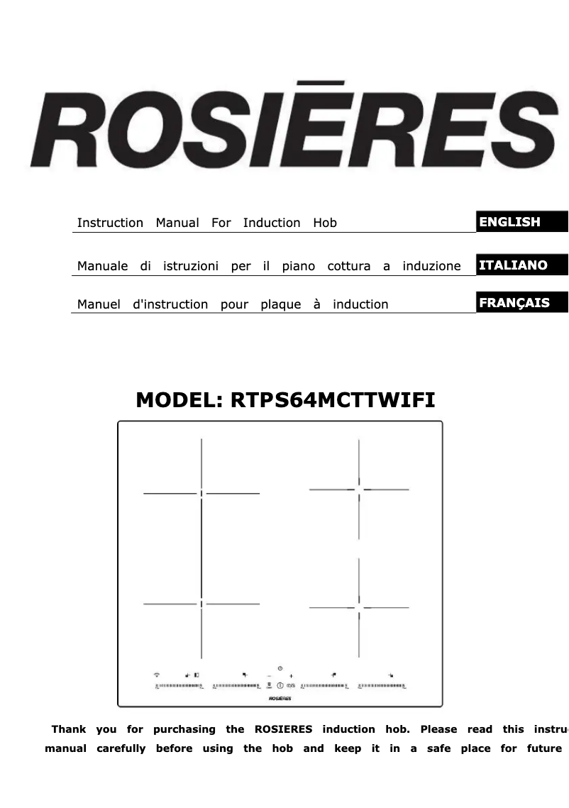 Page 1 de la notice Manuel utilisateur Rosieres RTPS64MCTTWIFI