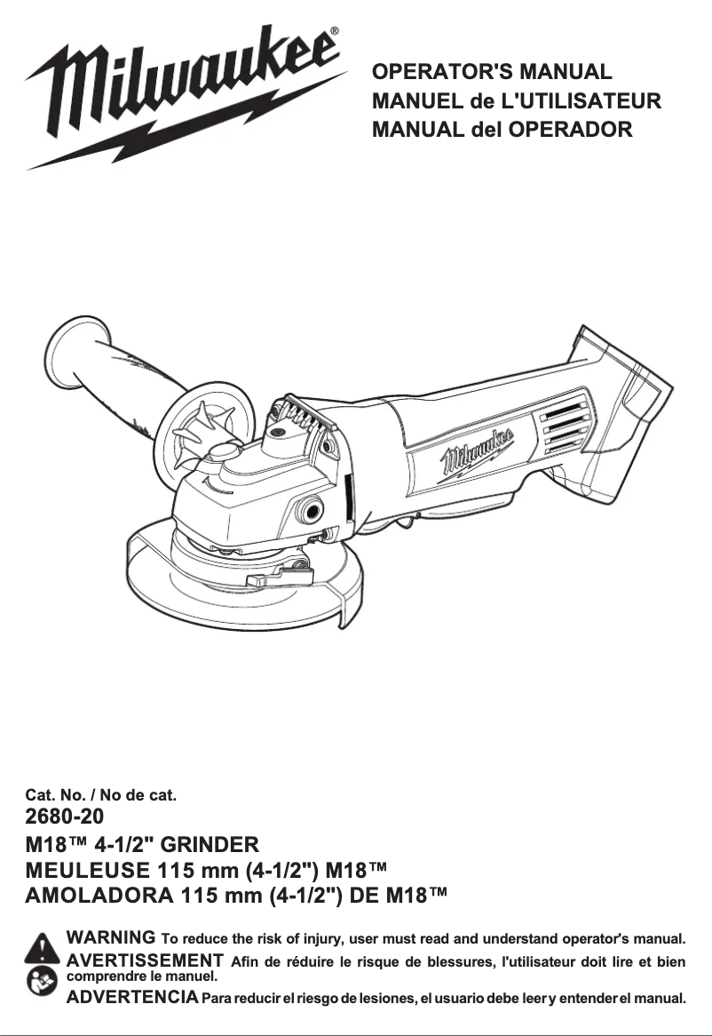 Page 1 de la notice Manuel utilisateur Milwaukee M18 2680-22