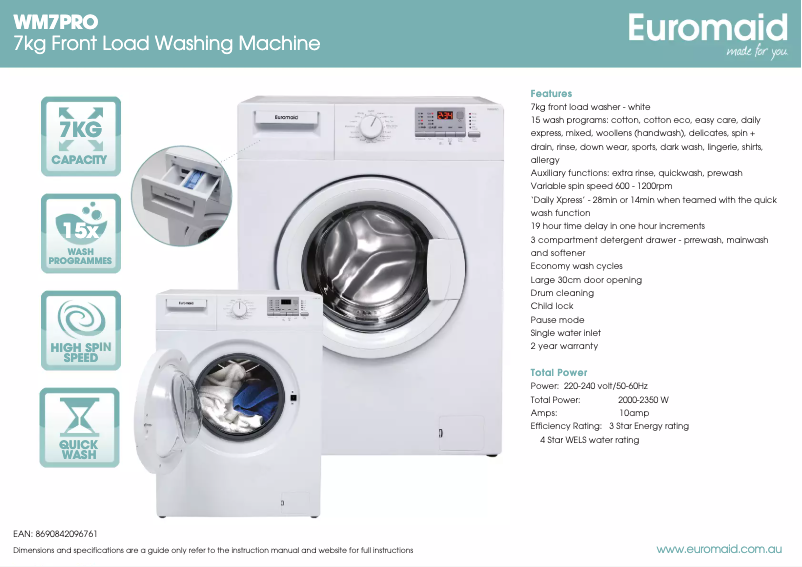 Image de la première page du manuel de l'appareil WM7PRO