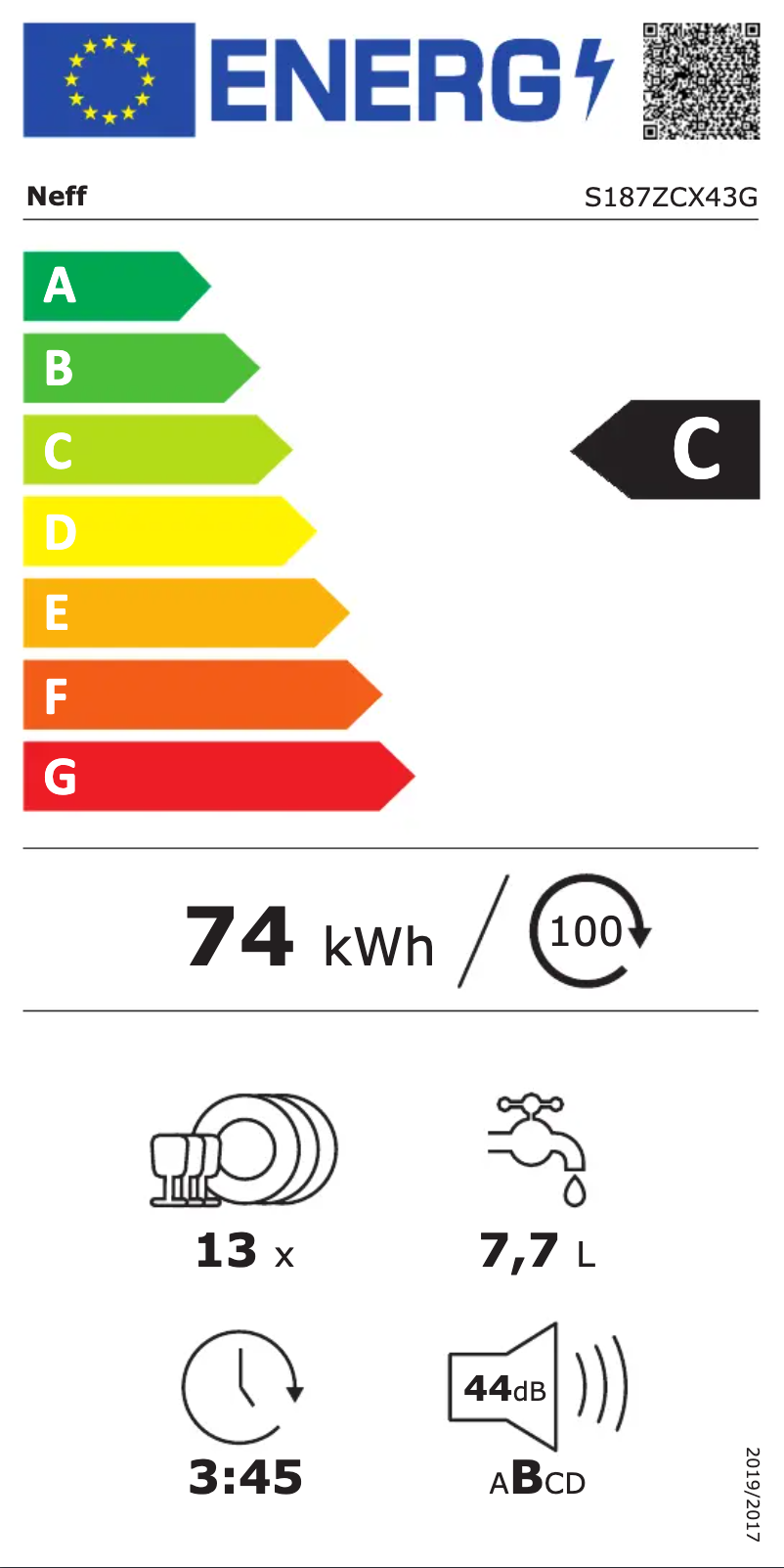 Page n°1 - Label énergétique Neff S187ZCX43G