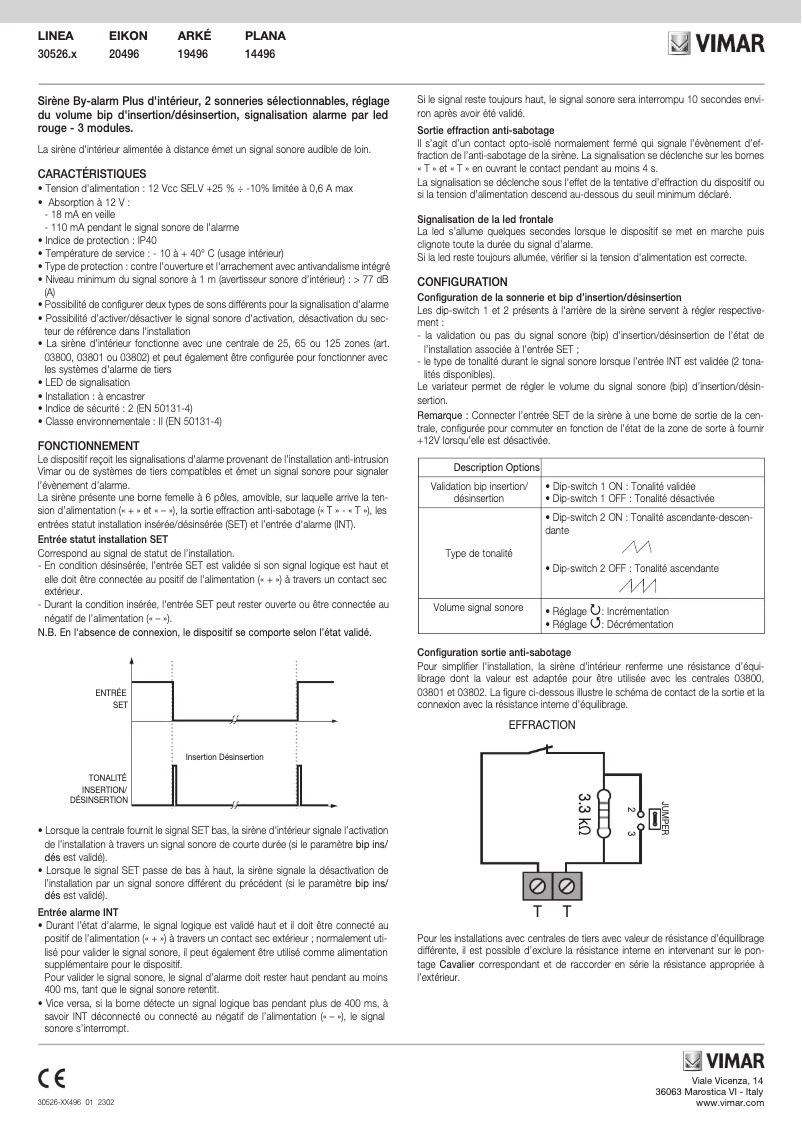 Page n°1 - Manuel utilisateur Vimar 20496