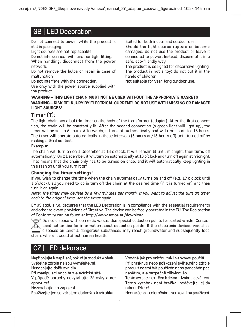 Page n°1 - Manuel utilisateur Emos DCFC18