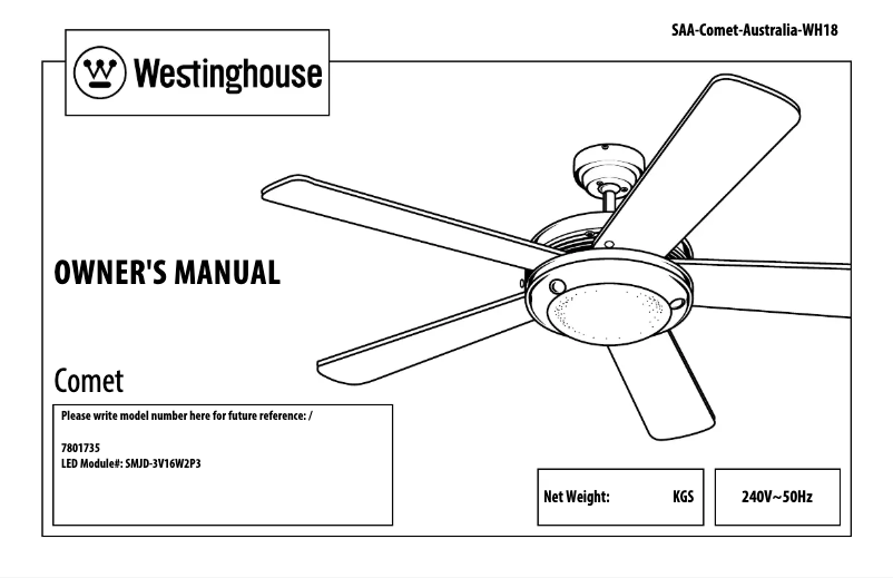 Page n°1 - Manuel utilisateur Westinghouse 7801735