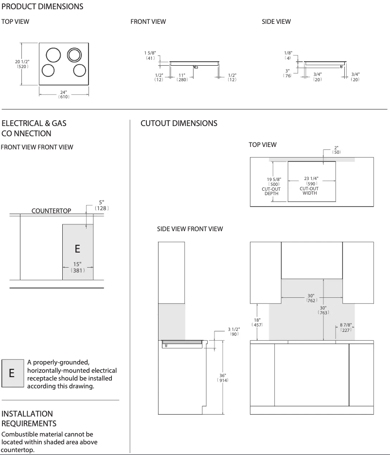 Page 1 de la notice Instructions / montage Bertazzoni PE244CER