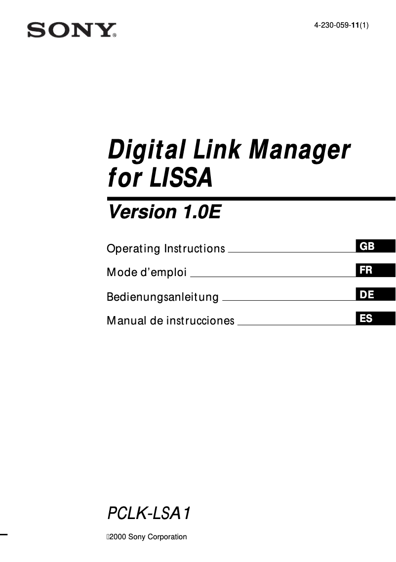 Image de la première page du manuel de l'appareil PCLK-LSA1