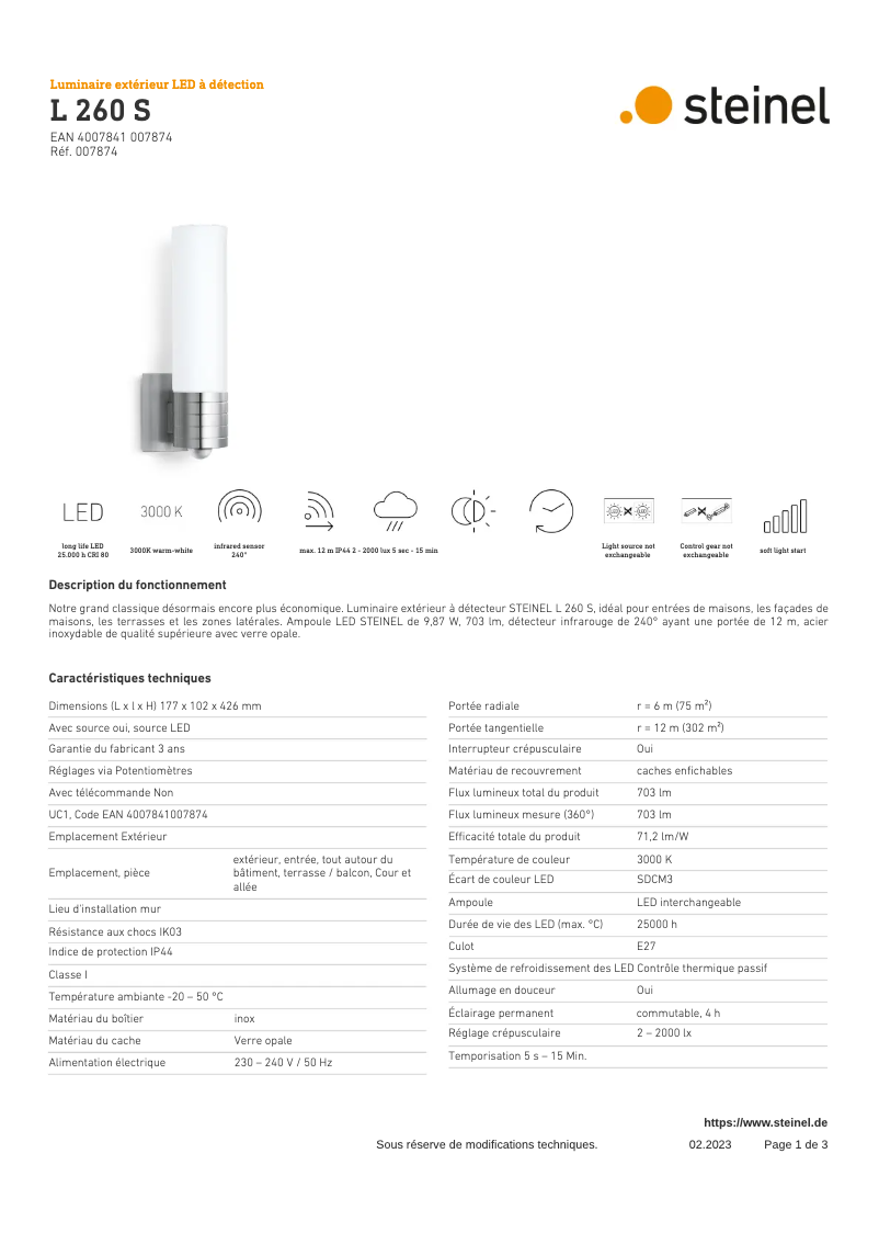 Image de la première page du manuel de l'appareil L 260 S