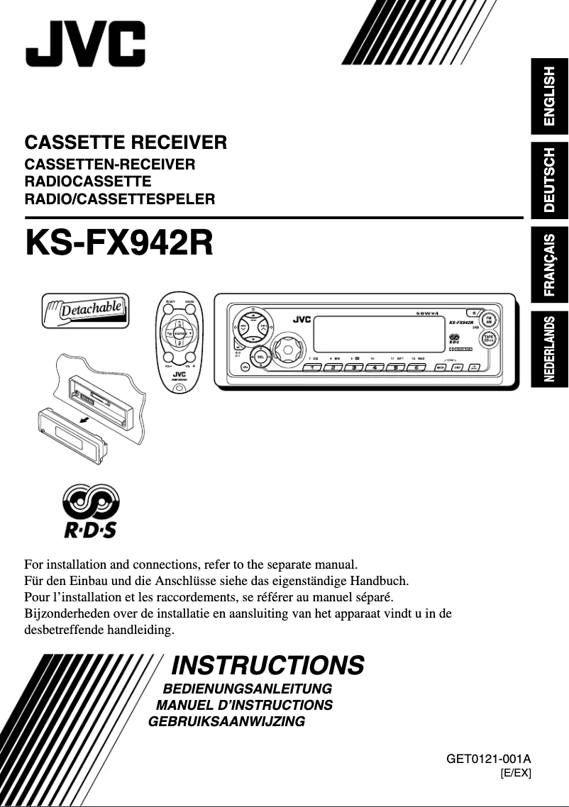 Page 1 de la notice Manuel utilisateur JVC KS-FX942R