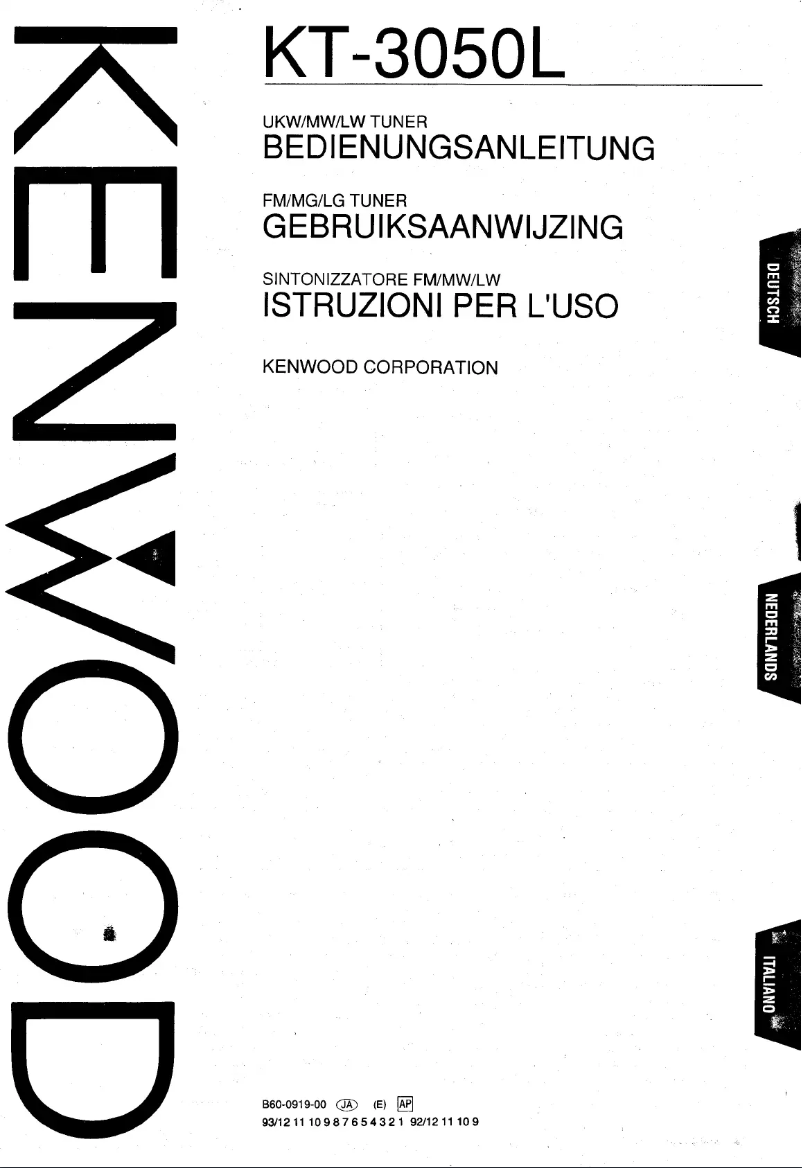 Page n°1 - Manuel utilisateur Kenwood KT-3050L