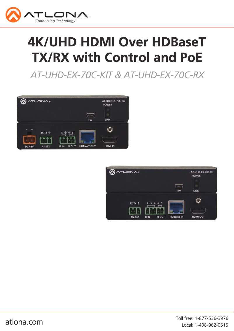 Page n°1 - Manuel utilisateur Atlona AT-UHD-EX-70C-KIT