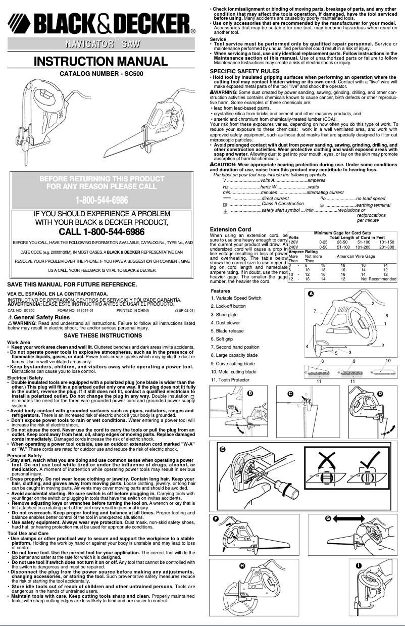 Page 1 de la notice Manuel utilisateur Black & Decker SC500