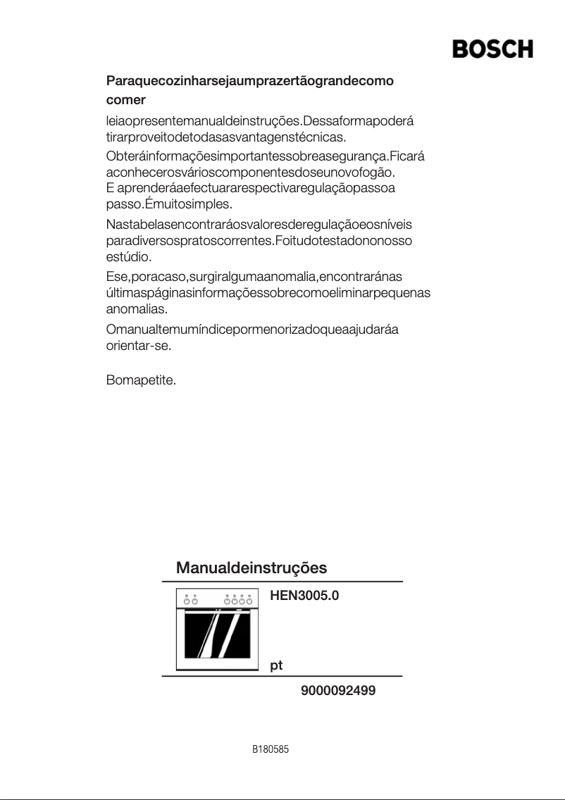 Page 1 de la notice Manuel utilisateur Bosch HEN300560