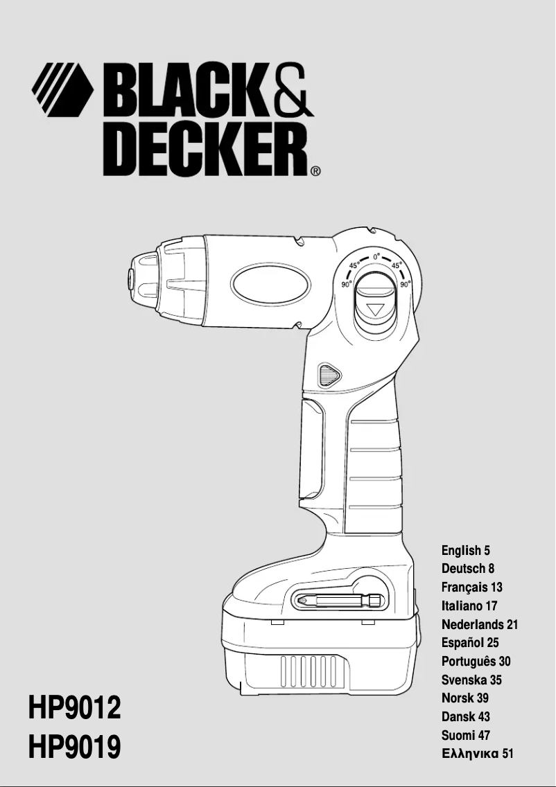 Page 1 de la notice Manuel utilisateur Black & Decker HP9012