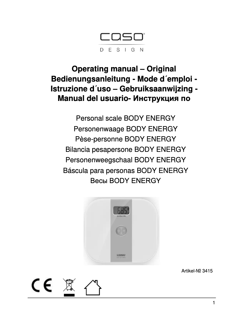 Page 1 de la notice Manuel utilisateur Caso Body Energy