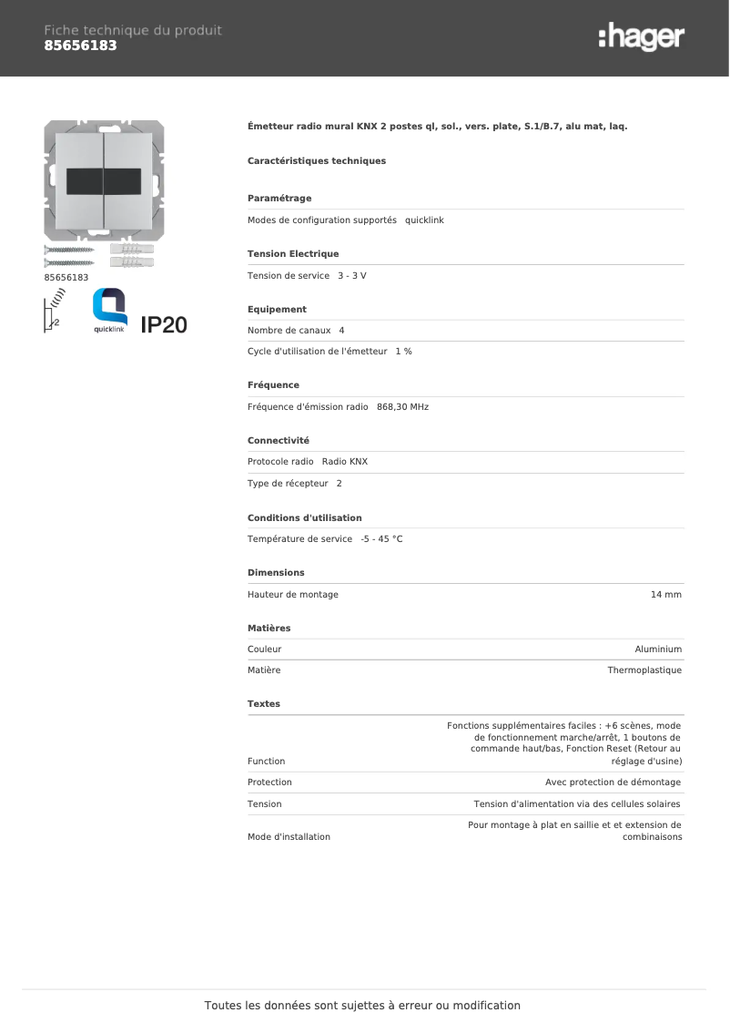 Image de la première page du manuel de l'appareil 85656183