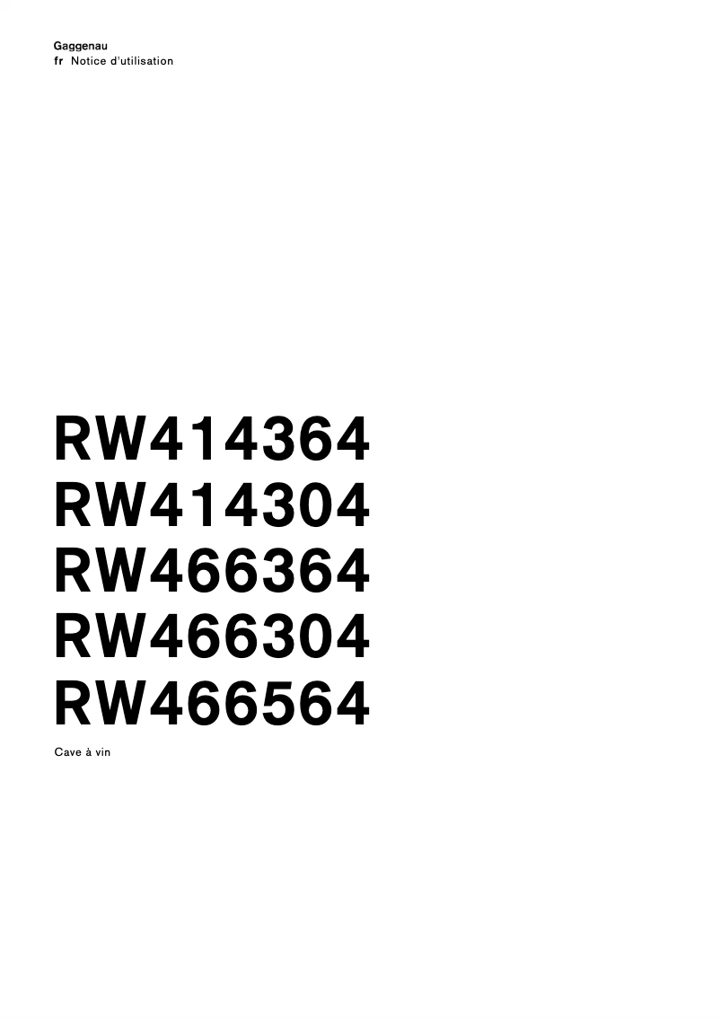 Image de la première page du manuel de l'appareil RW414364