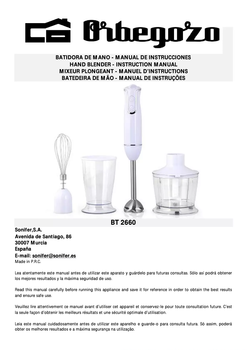 Image de la première page du manuel de l'appareil BT 2660