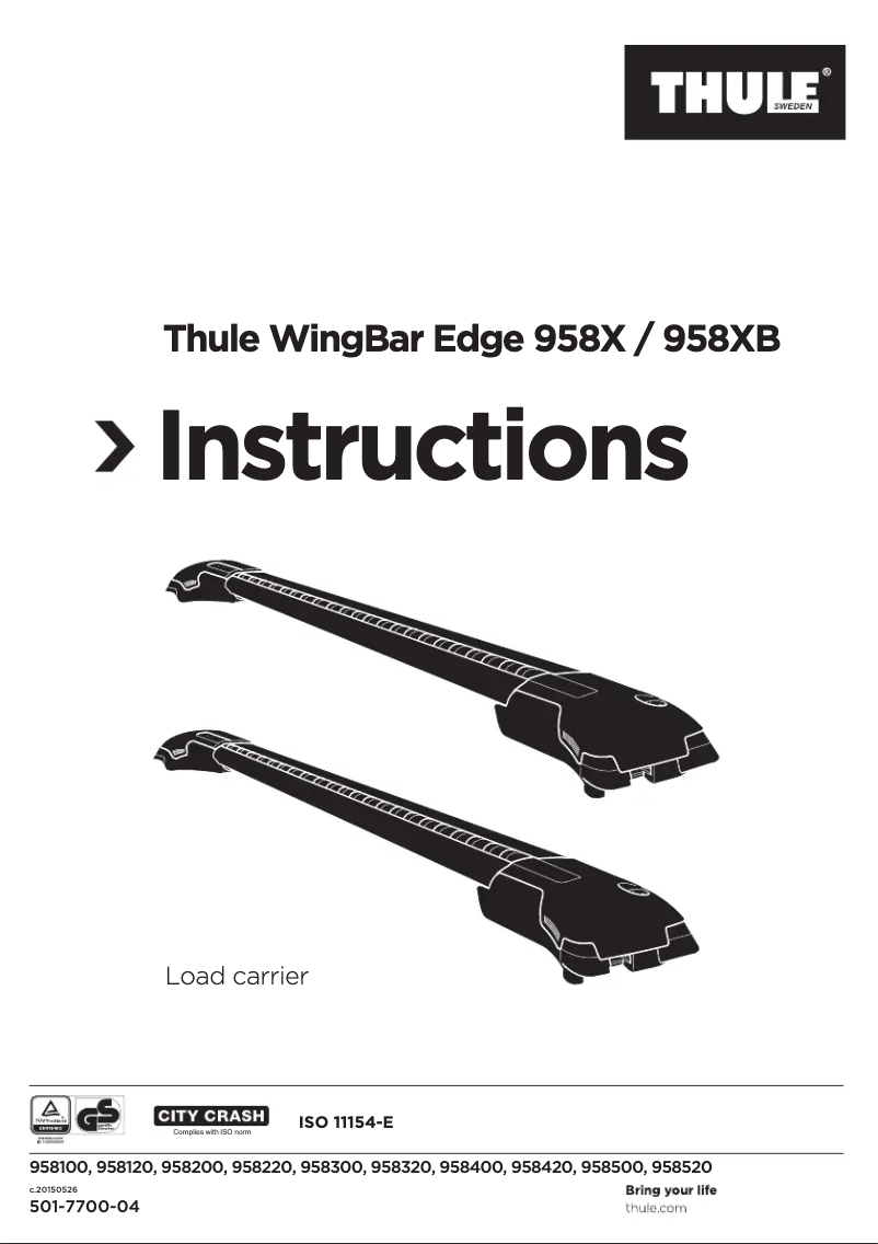 Page 1 de la notice Manuel utilisateur Thule WingBar Edge M