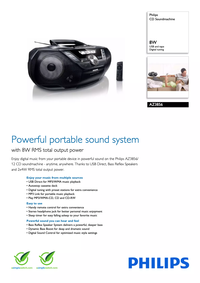 Page 1 de la notice Brochure Philips AZ3856