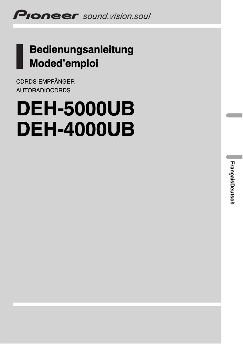 Image de la première page du manuel de l'appareil DEH-5000UB