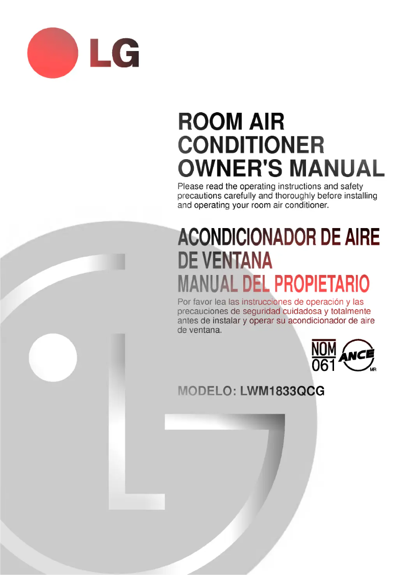 Page 1 de la notice Manuel utilisateur LG LWM1833QCG