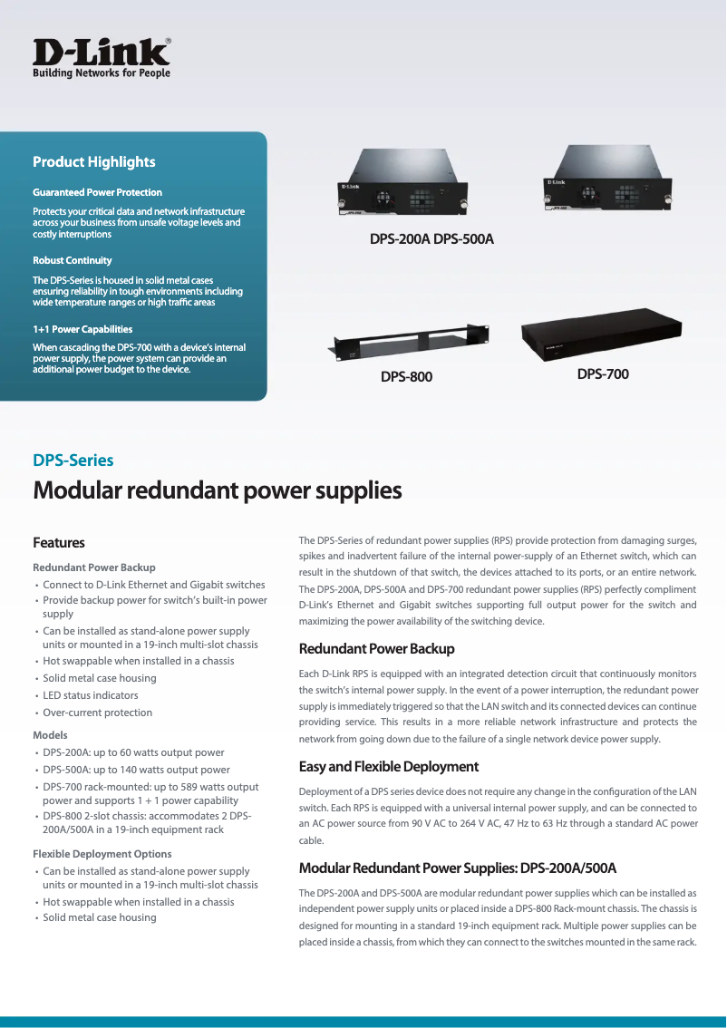 Page n°1 - Fiche technique D-Link DPS-200A