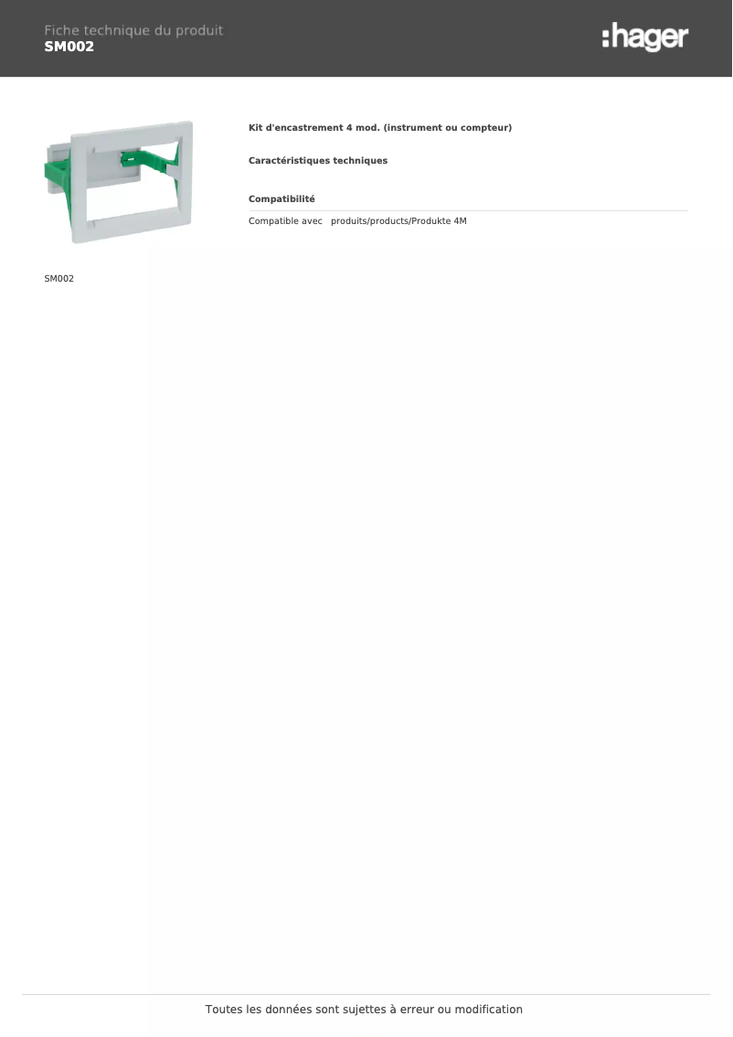 Image de la première page du manuel de l'appareil SM002