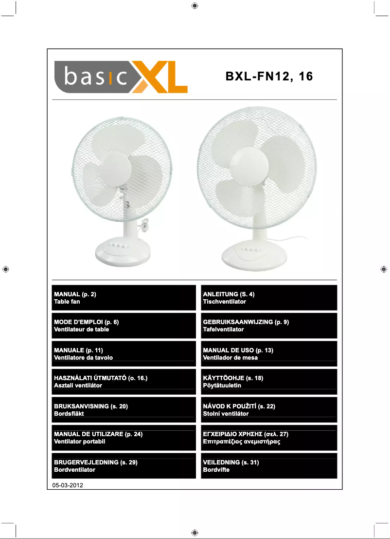 Page 1 de la notice Manuel utilisateur basicXL BXL-FN12