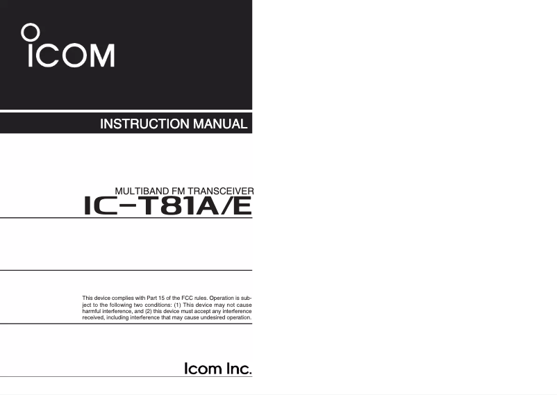 Image de la première page du manuel de l'appareil IC-T81A