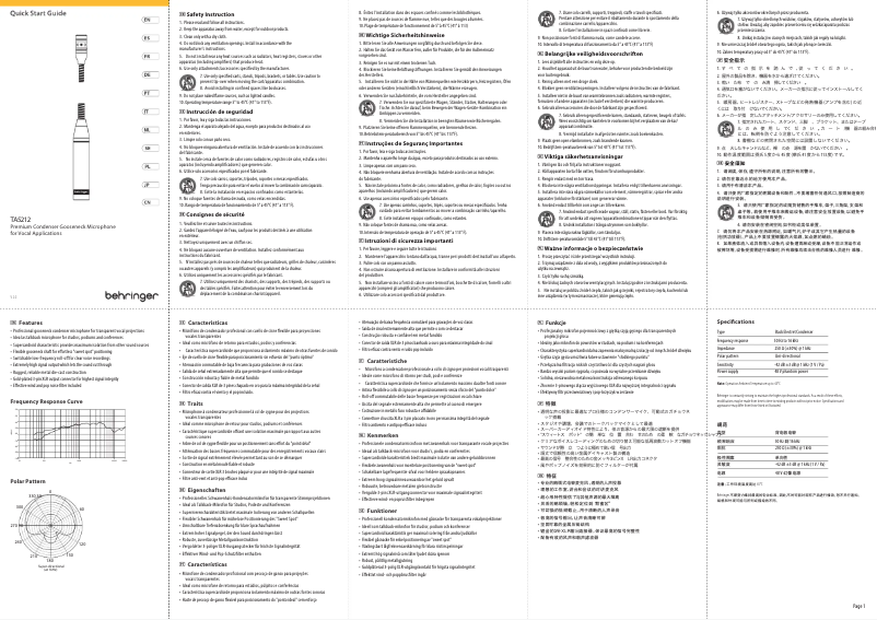 Page n°1 - Manuel utilisateur Behringer TA5212