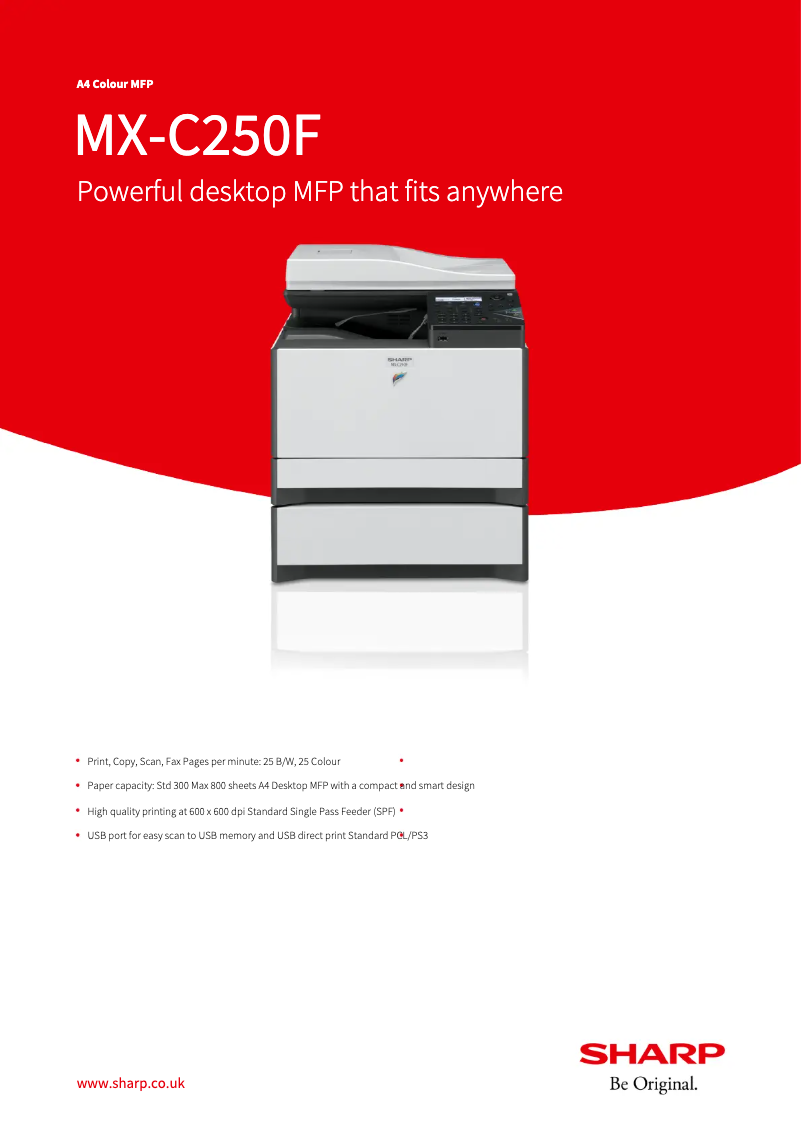 Page 1 of the manual Technical Sheet Sharp MX-C250F