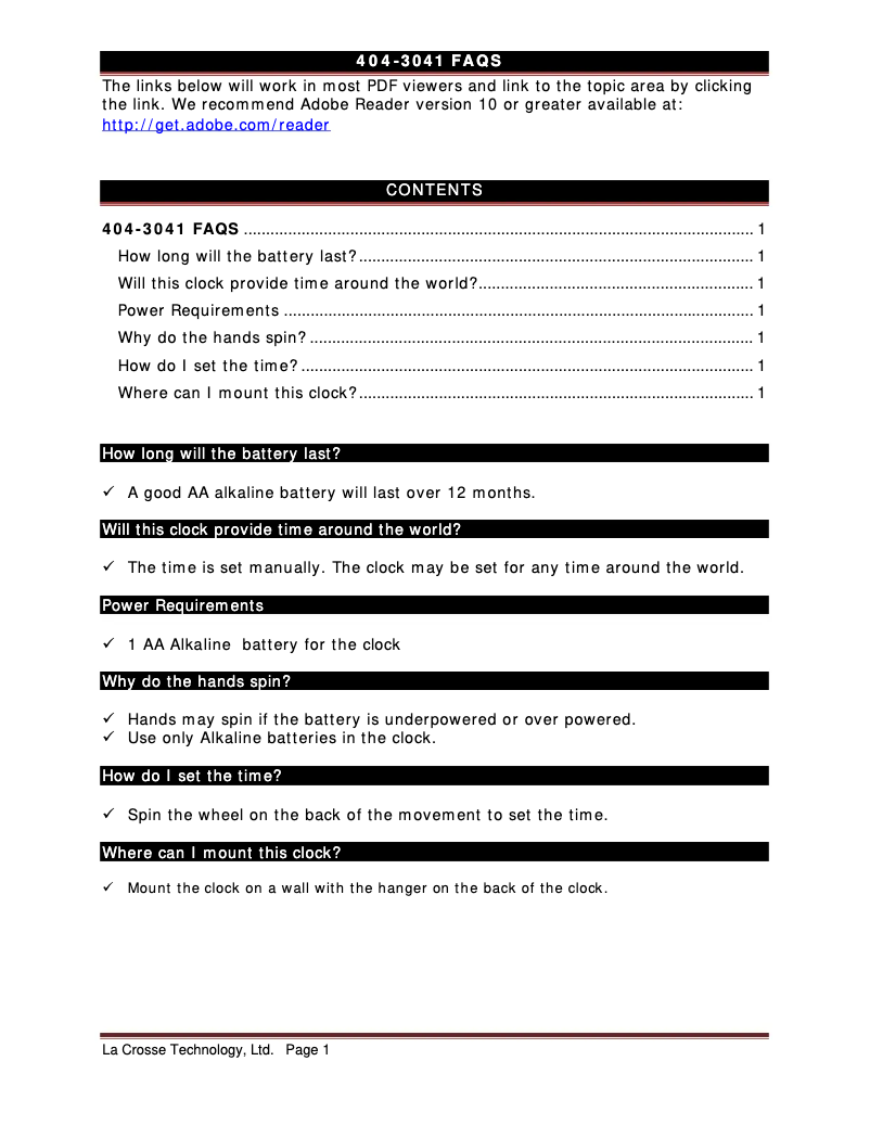 First page image of the manual for 404-3041