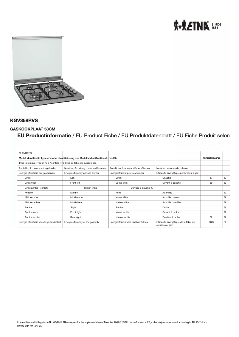 Page n°1 - Fiche technique Etna KGV358RVS