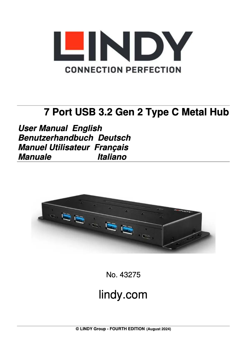 Page 1 de la notice Manuel utilisateur Lindy 43228