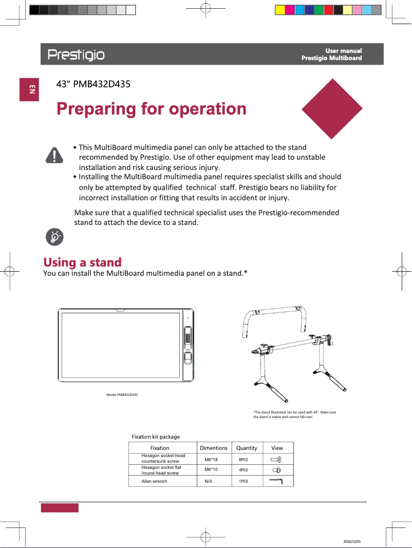 Page n°1 - Manuel utilisateur Prestigio PMB432D435