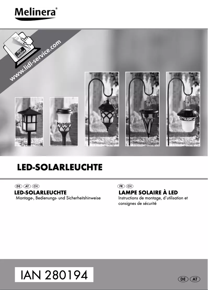 Page 1 de la notice Manuel utilisateur Melinera IAN 280194