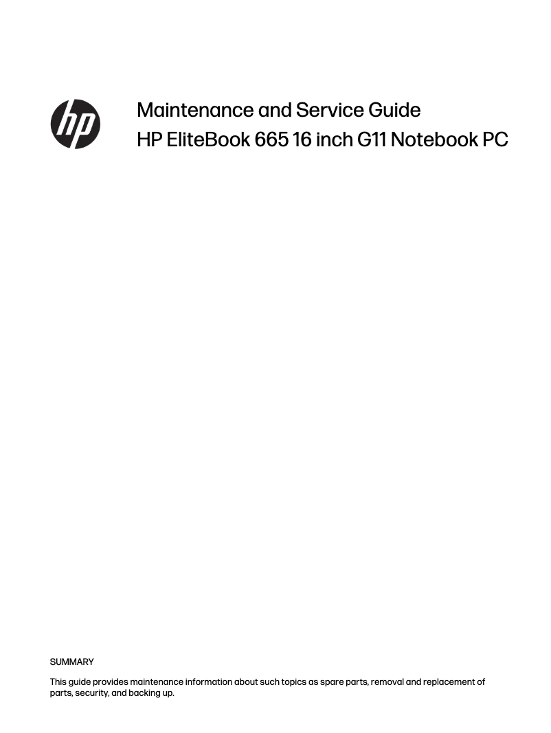 Page 1 de la notice Manuel d'utilisation et d'entretien HP EliteBook 665 G11