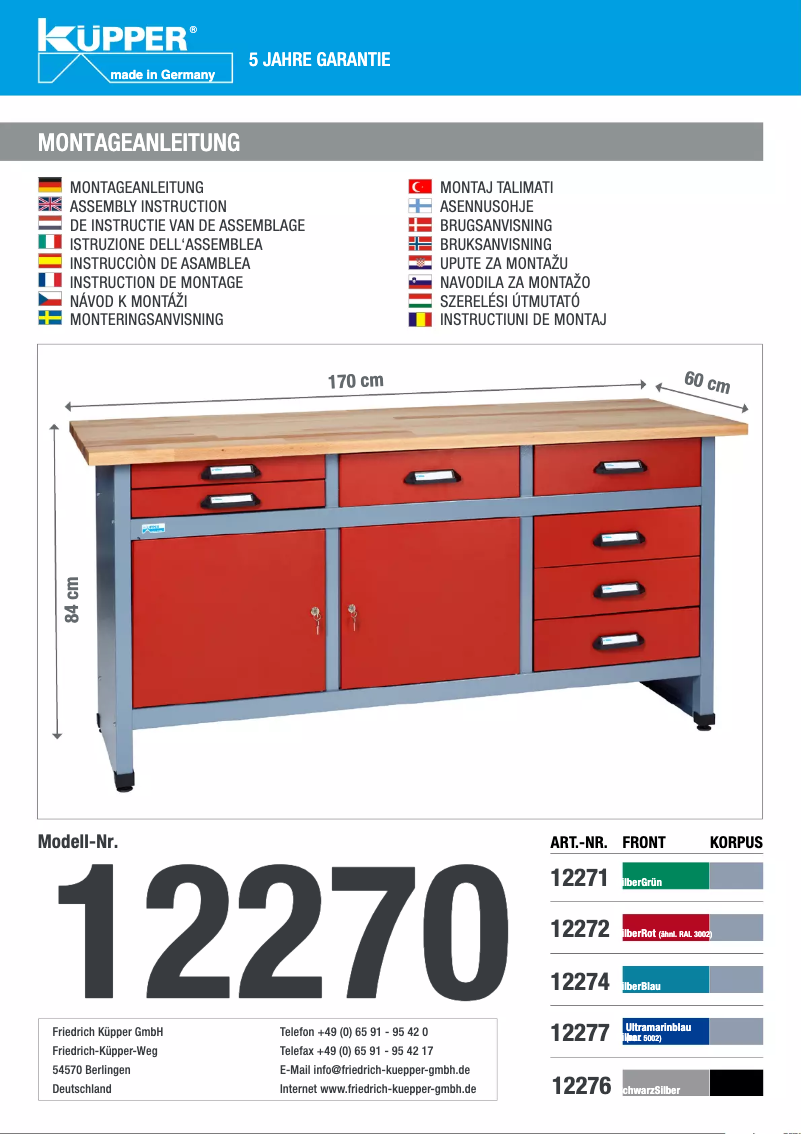 Page 1 de la notice Manuel utilisateur Küpper 12272