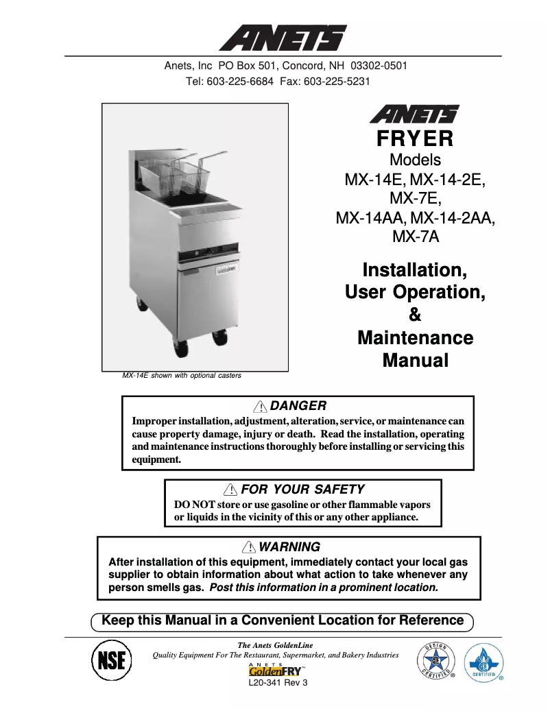 Image de la première page du manuel de l'appareil MX-14E